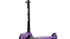 Trotineta pliabila Milly Mally Sparky Violet, roti din silicon cu led, platforma iluminata, greutate admisa 50 kg