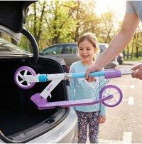 Trotineta pliabila pentru copii Malplay, cu amortizor, roti din PU, ghidon reglabil, suport pentru bidon de apa si curea de umar pentru transport - 3