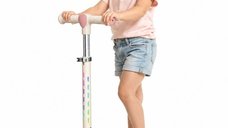 Trotineta pliabila pentru copii Nichiduta Rainbow Rider Pink, cu functii muzicale si lumini LED, ghidon reglabil, manere ergonomice, frana pe roata din spate, dimensiune 60 x 84 cm