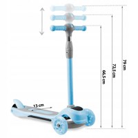 Trotineta Ricokids cu roti LED Piko albastru, ghidon reglabil, din aluminiu, greutate suportata 35 kg, varsta 3 ani+ - 6