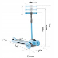 Trotineta Ricokids cu roti LED Piko albastru, ghidon reglabil, din aluminiu, greutate suportata 35 kg, varsta 3 ani+ - 8