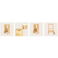 Turn de invatare Montessori Lionelo Cass Natur, functie de raft pentru carti, pana la 30 kg, 1-6 ani, din MDF si furnir, 3 trepte de inaltime - 2