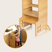 Turn de invatare Montessori Lionelo Cass Natur, functie de raft pentru carti, pana la 30 kg, 1-6 ani, din MDF si furnir, 3 trepte de inaltime - 5