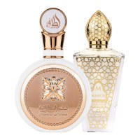 Pachet 2 parfumuri Best Seller, Lattafa Fakhar Woman 100 ml si Mahur Sahar Gold 100 ml - 1