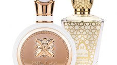 Pachet 2 parfumuri Best Seller, Lattafa Fakhar Woman 100 ml si Mahur Sahar Gold 100 ml