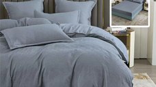 Lenjerie de pat Baroque 6 piese antracit, design natural uni