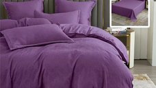 Lenjerie de pat Baroque 6 piese uni mov cu cearsaf