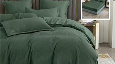 Lenjerie de pat Baroque 6 piese verde uni - confort si eleganta