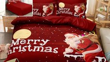 Lenjerie de pat din finet 3D cu imprimeu de Craciun - 6 piese F-XMAS69