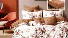Lenjerie de pat din finet 6 piese (m358) cu imprimeuri elegante