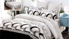 Lenjerie de pat din finet 6 piese (m509) cu imprimeuri elegante