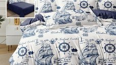 Lenjerie de pat din finet 6 piese (m532) cu imprimeuri elegante
