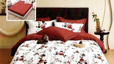 Lenjerie de pat din finet, set 6 piese cu husa, pentru saltele de 160x200 si 180x200 cm - HF6P292