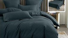 Lenjerie de pat uni stripe 6 piese negru - confort si eleganta