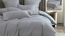 Lenjerie de pat uni stripe gri 6 piese cu cearsaf - confort si stil