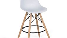 Scaun de bar ABS 139 alb - Design Scandinav cu Picioare din Lemn