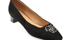 Balerini EPICA negri, 502807, din piele intoarsa