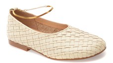 Balerini GOLD DEER bej, 420727, din piele naturala