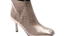 Botine elegante EPICA argintii, E37860B, din piele naturala