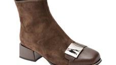 Botine EPICA maro, EB884, din piele intoarsa