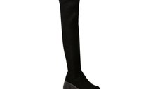 Cizme GRYXX negre, D326, din material textil si piele naturala
