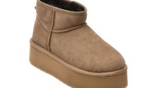 Ghete EMU gri, STINGER MICRO FLATFORM, din piele intoarsa