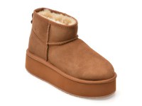 Ghete EMU maro, STINGER MICRO FLATFORM, din piele intoarsa - 1