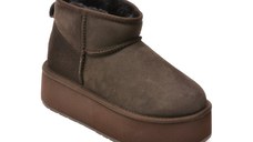 Ghete EMU maro, STINGER MICRO FLATFORM, din piele intoarsa