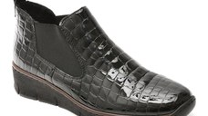 Ghete RIEKER negre, 53794, din piele croco