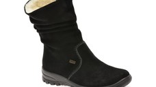 Ghete RIEKER negre, Z7171, din piele intoarsa