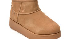 Ghete SKECHERS maro, KEEP COZY, din piele intoarsa