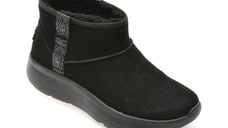 Ghete SKECHERS negre, ON-THE-GO ENCORE, din piele intoarsa