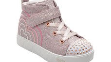 Ghete SKECHERS roz, HEART STEPS, din piele ecologica