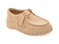 Mocasini CLARKS bej, TORHILL BEE, din piele intoarsa - 1