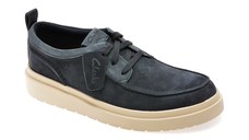 Mocasini CLARKS bleumarin, POLDEN MOC, din piele intoarsa