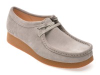 Mocasini CLARKS gri, WALLABEE EVO SH, din piele intoarsa - 1
