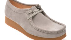 Mocasini CLARKS gri, WALLABEE EVO SH, din piele intoarsa