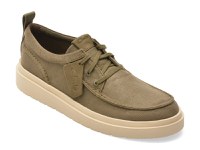 Mocasini CLARKS kaki, POLDEN MOC, din material textil - 1