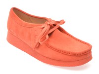 Mocasini CLARKS portocalii, WALLABEE EVO SH, din piele intoarsa - 1