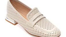 Mocasini IMAGE albi, HR364, din piele naturala