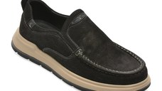 Mocasini OTTER negri, E660010, din piele naturala