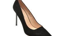 Pantofi eleganti EPICA PREMIUM negri, X212, din piele intoarsa