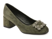 Pantofi eleganti EPICA verzi, E35373A, din piele intoarsa - 1