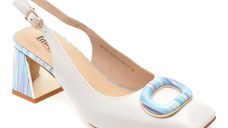 Pantofi eleganti IMAGE albi, 5K153, din piele naturala