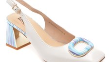 Pantofi eleganti IMAGE albi, 5K153, din piele naturala