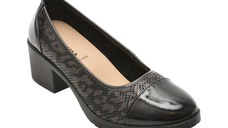 Pantofi eleganti KARISMA negri, WB60008, din piele croco