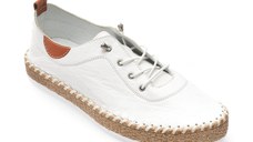 Pantofi EVIDA albi, EVHT301, din piele naturala