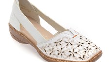 Pantofi RIEKER albi, 41356, din piele naturala