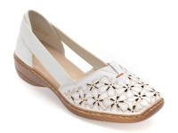Pantofi RIEKER albi, 41356, din piele naturala - 1