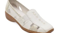 Pantofi RIEKER albi, 41385, din piele naturala